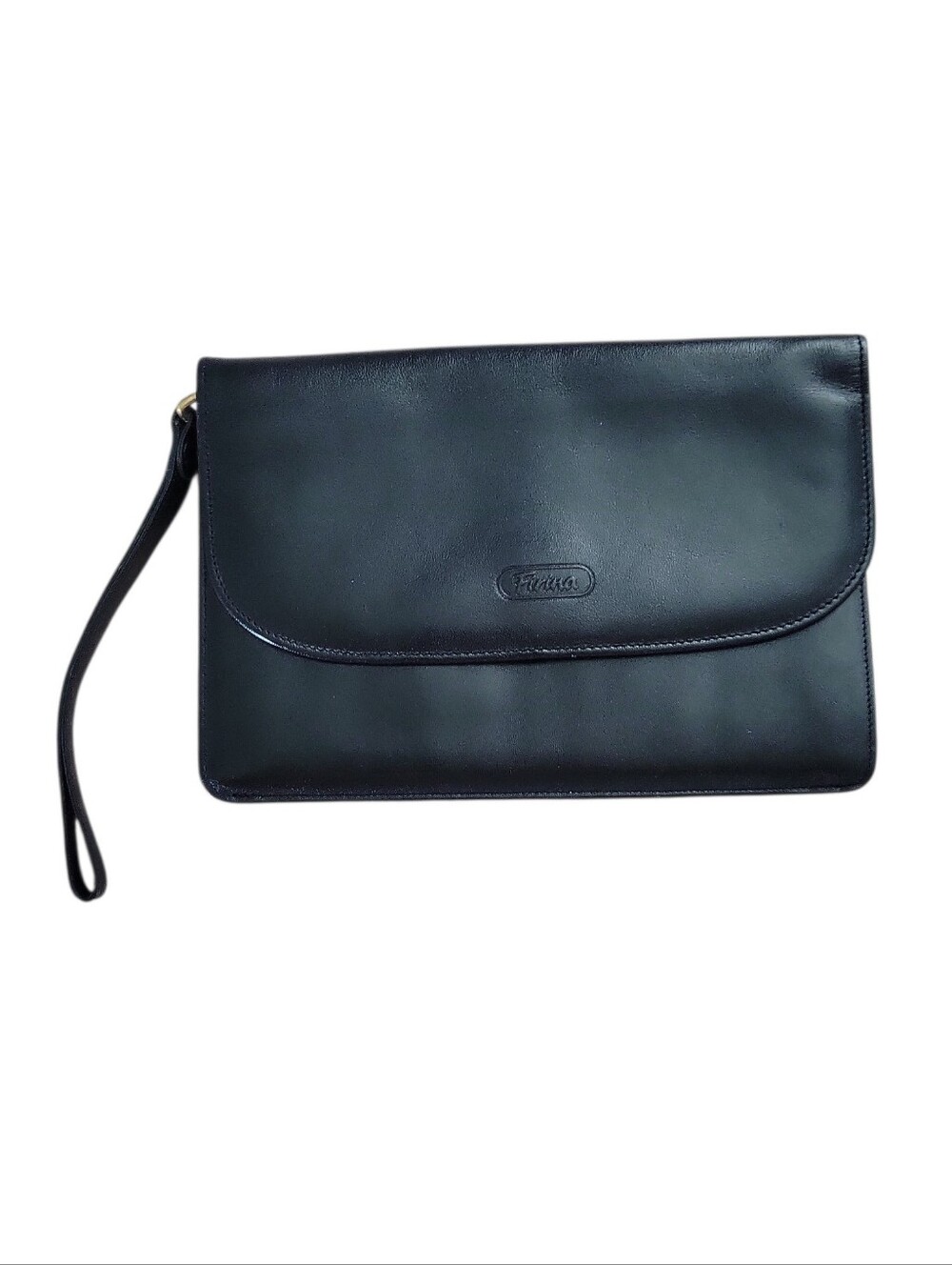 Vintage Firina Black Leather Wristlet Clutch